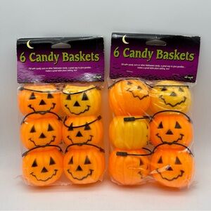 Lot Of 2 Packs 6 Pcs Fun World Vtg Jack O Lantern 2” Candy Buckets Blow Mold NIP